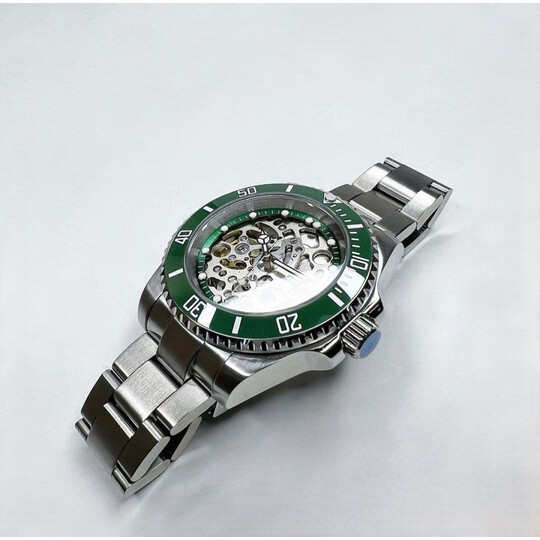 Custom Seiko Mod • Hulk Green Skeleton Submariner • 40mm